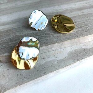 NEW~ Anthropologie Front Back Gold Silver Disk Earrings